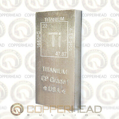 15 Oz Titanium Bar Element Design .999 Fine Cp Grade 1 Bullion