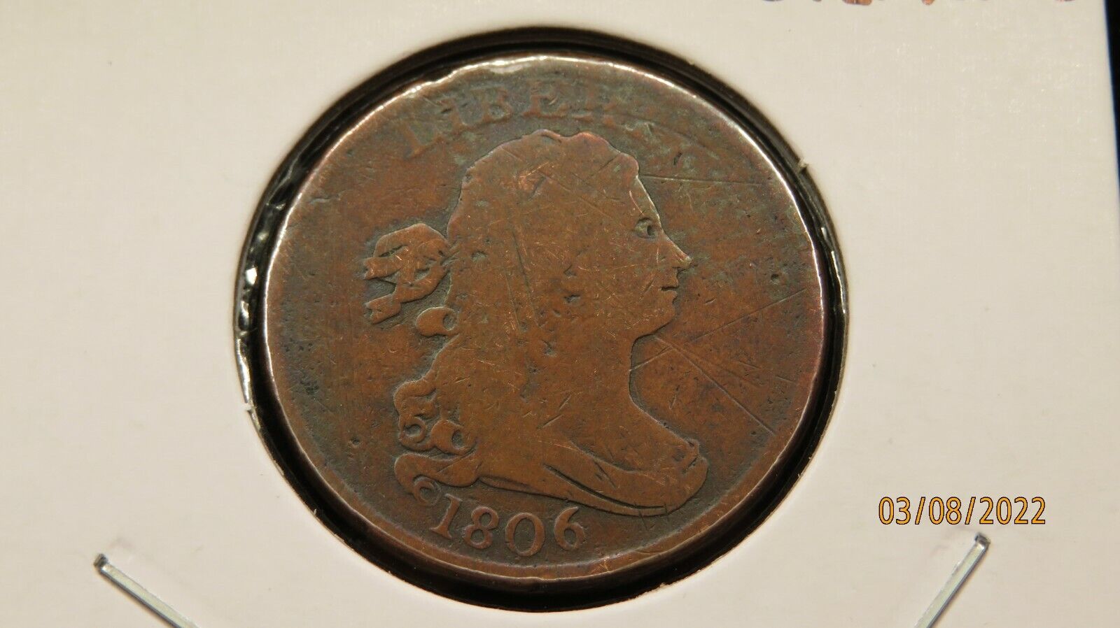 1806 Draped Bust Half Cent Small 6 Stemless 2
