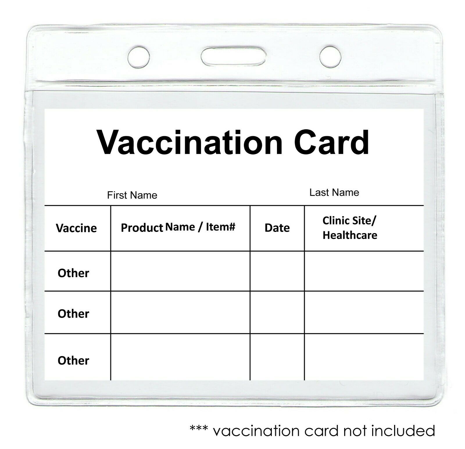 10 25 50 100 Cdc Vaccination Record Card Protector 3" X 4" Badge Holders For Id