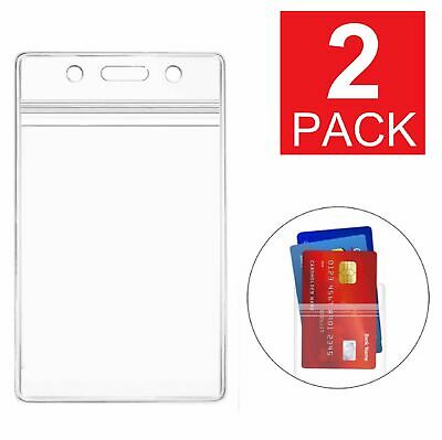2-pack Id Card Holder Clear Plastic Badge Resealable Waterproof Business Case