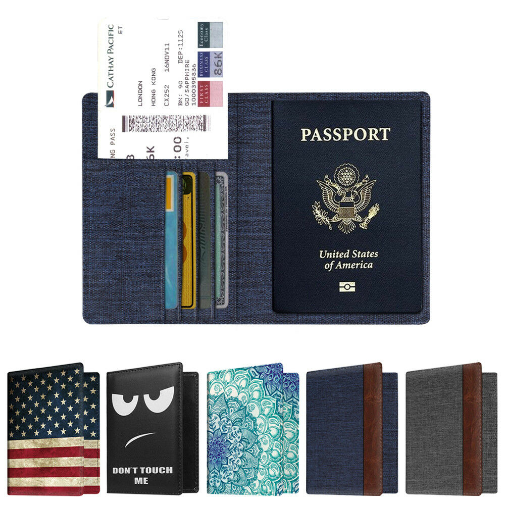 Travel Passport Holder Wallet Holder Rfid Blocking Vegan Leather Card Case Cover
