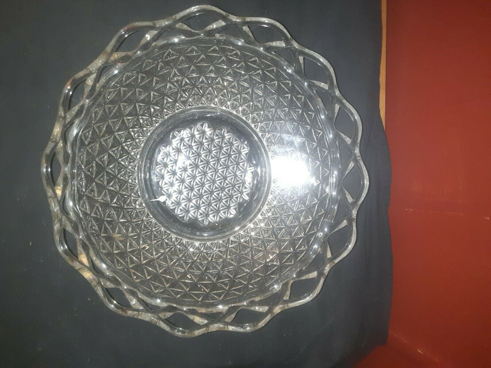 Vintage Imperial Glass Laced Edge Fruit Bowl 10"