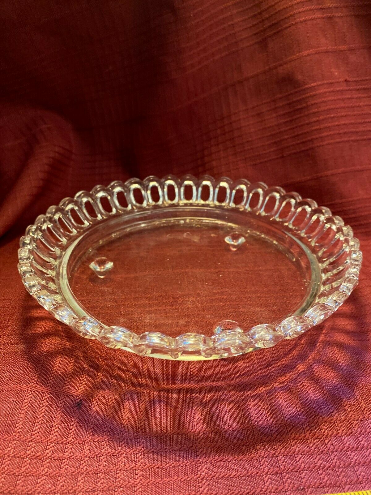 Clear Tri-footing Laced Edge Vintage Dish