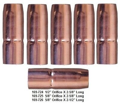 169-725 Mig Welding Nozzles 5/8" Recessed For Miller M25/m40 Mig Gun Pk Of 5