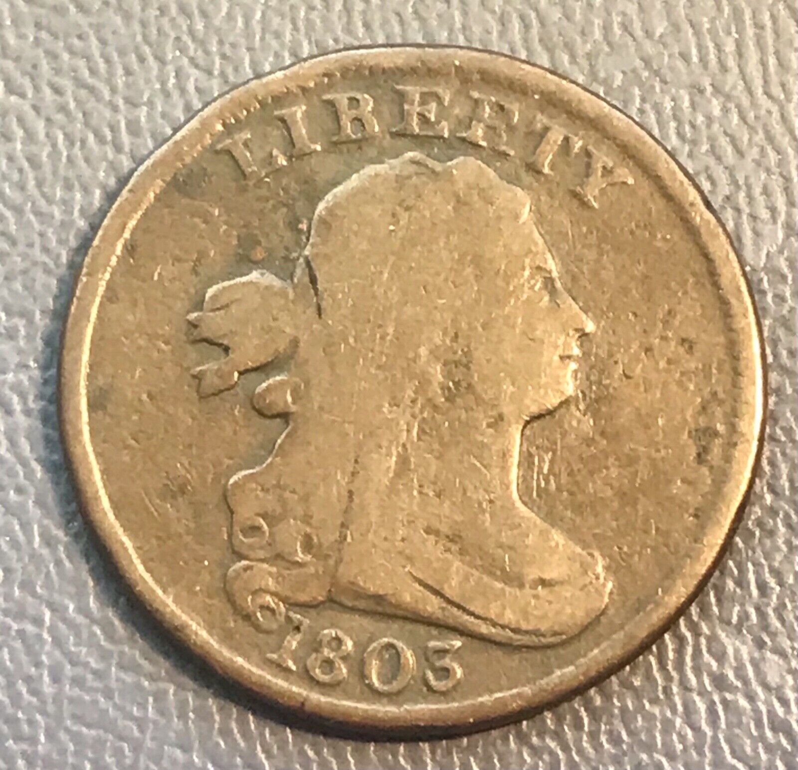 1803 Draped Bust Half Cent , Vg ,scarce