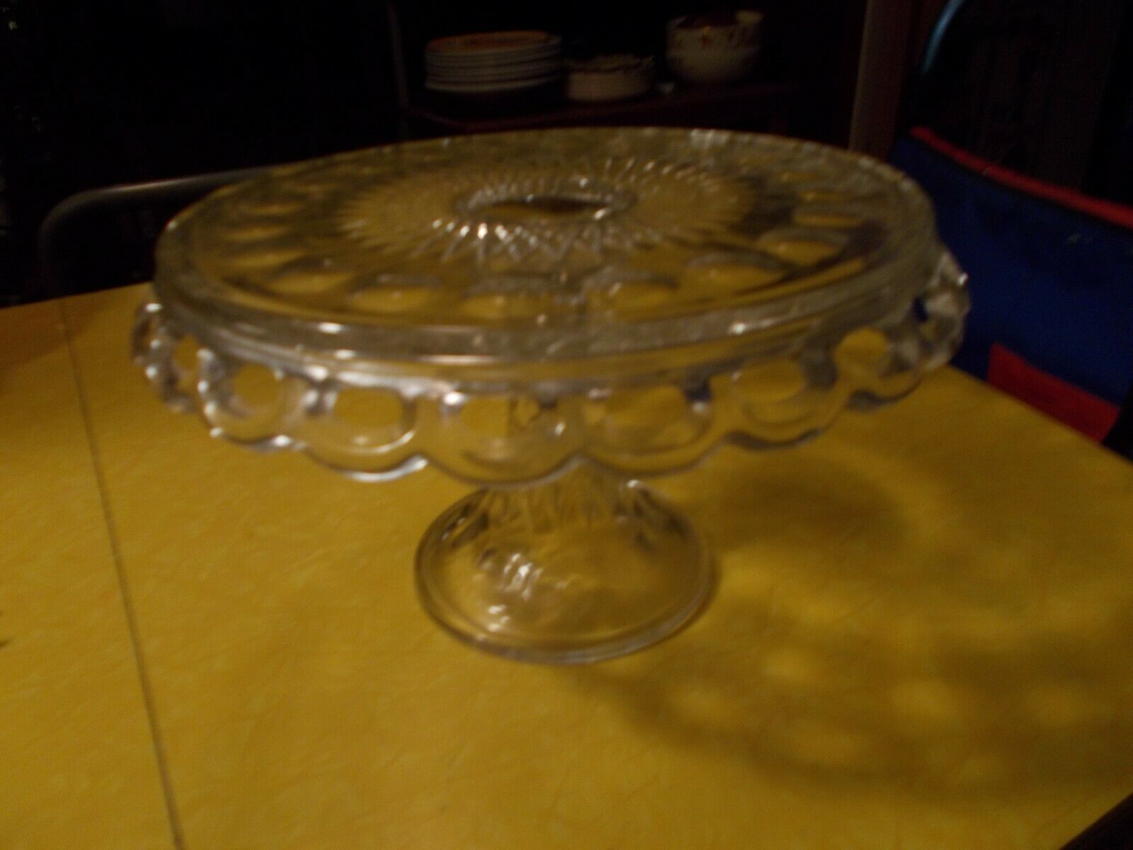 Imperial Glass, Crocheted Crystal/lace Edge, Footed Cake Plate 12"w, 7" T