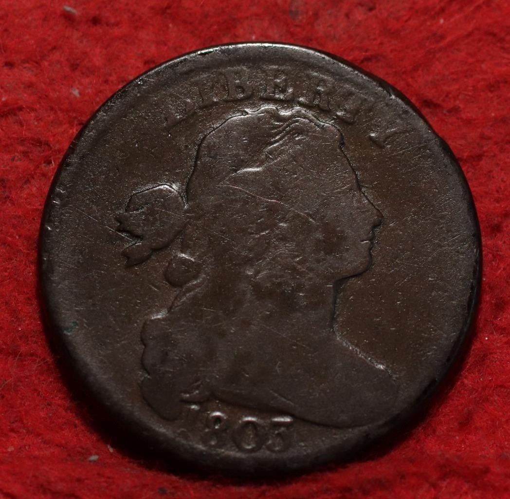 1803 Philadelphia Mint Copper Draped Bust Half Cent